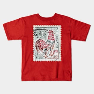 French Rooster Stamp 1980 Kids T-Shirt